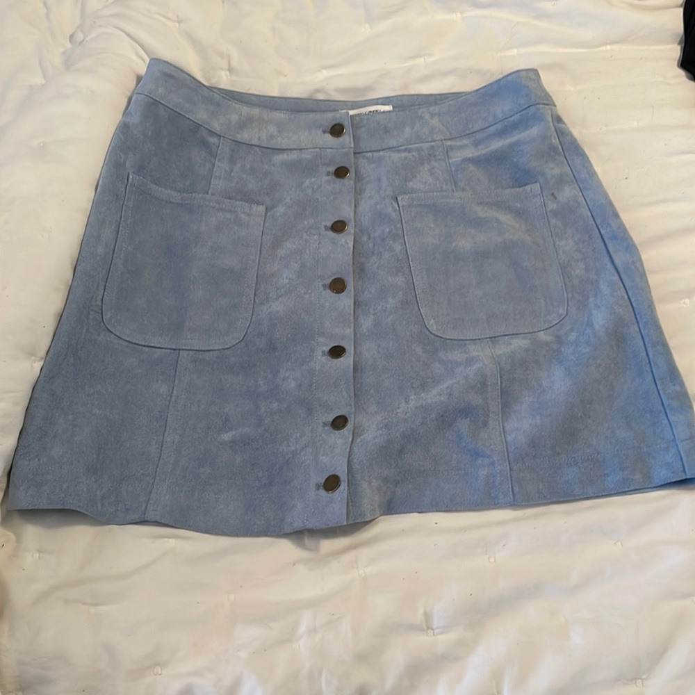 Light blue suede Cotton Candy LA button up skirt
